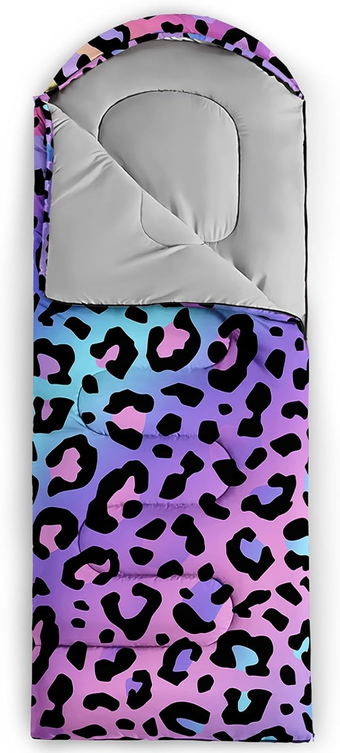 Sleeping Bags for Adults and Kids，3D Printing Camping Sleeping Bag for Girls Boys Lightweight Waterproof Cold/Warm 3-Season，Outdoor Travel with Compression Bags