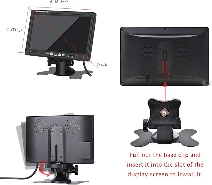 7 Inch Monitor HDMI - 1024x600 HD TFT LCD Screen Display AV VGA Input Built in Speaker for Raspberry Pi 3 Model B+ 3B CCTV Computer PC DVR Car
