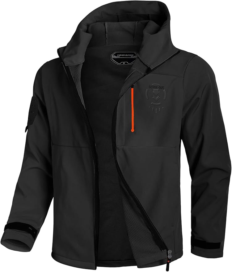 GEMYSE Men's Lightweight Rain Jacket Waterproof Raincoat Hooded Softshell Windbreaker for Outdoor Hiking Travel