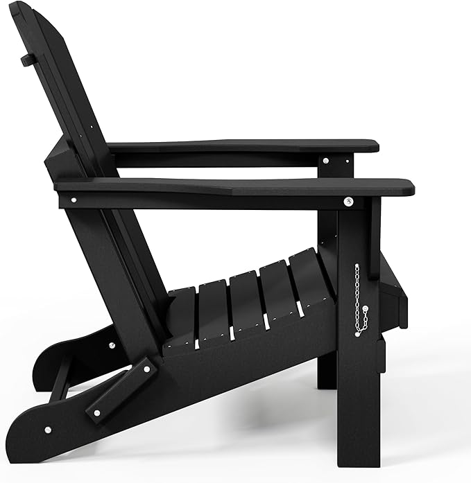 WestinTrends Malibu HDPE Outdoor Patio Folding Poly Adirondack Chair, Black