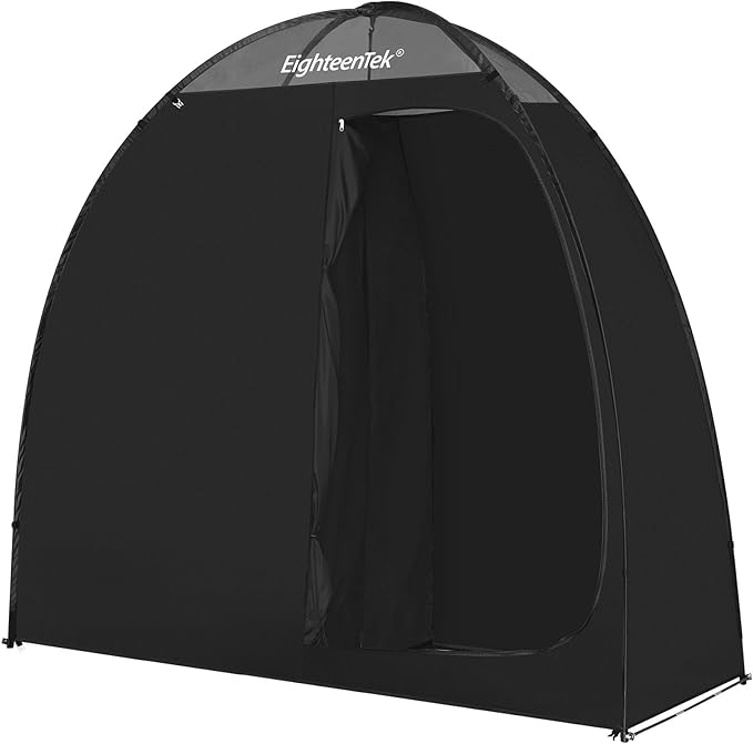 EighteenTek Shower Tent Camping, 2-Room Portable Changing Room, Outdoor Shower Enclosure, Pop Up Privacy Tent Shelter with Floor & Doors, Waterproof & Lightweight, Camping Toilet Bathroom