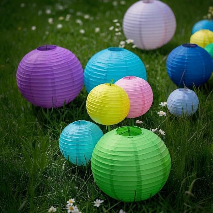 Paper Lanterns Decorative 15pcs Pastel Colorful Theme Party Decorations for Birthday Party Baby Shower Graduation Anniversary Blue Pink Green Purple Yellow Room Hanging Decor