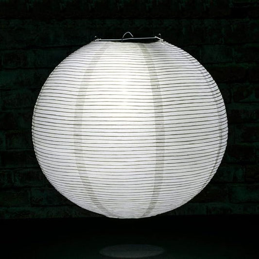 PaperLanternStore.com 14 Inch White Fine Line Premium Even Ribbing Paper Lantern, Extra Sturdy