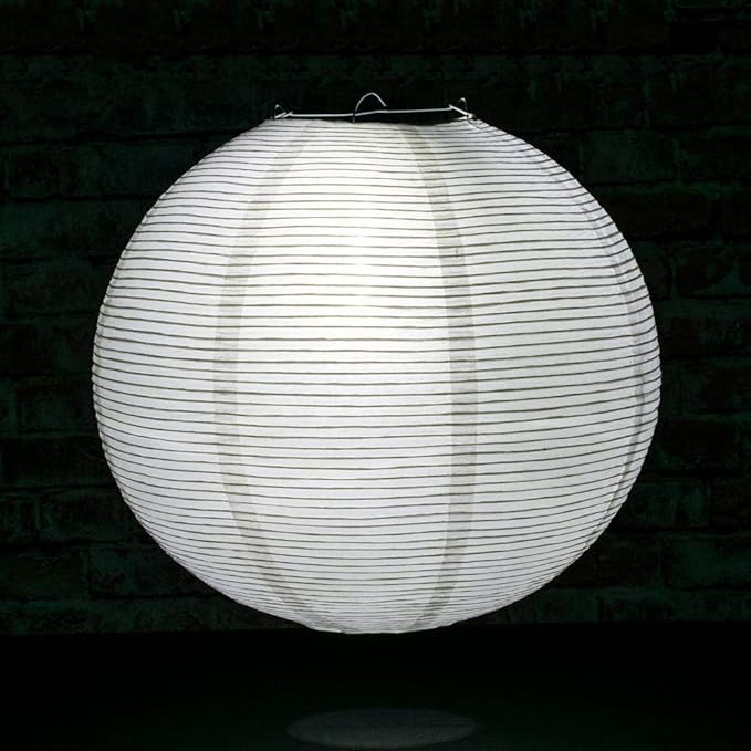 PaperLanternStore.com 12 Inch White Fine Line Premium Even Ribbing Paper Lantern Extra Sturdy