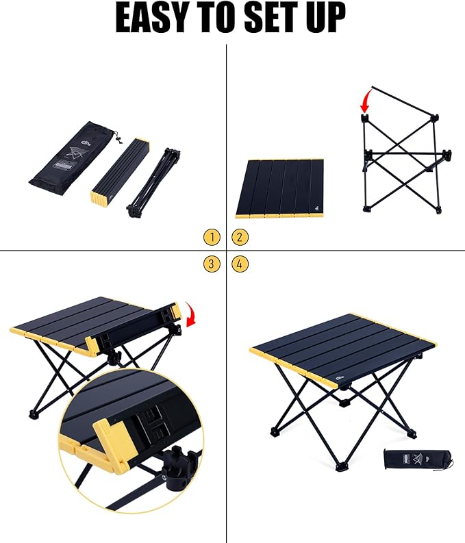 iClimb Ultralight Compact Camping Folding Table with Carry Bag (Blue - L)