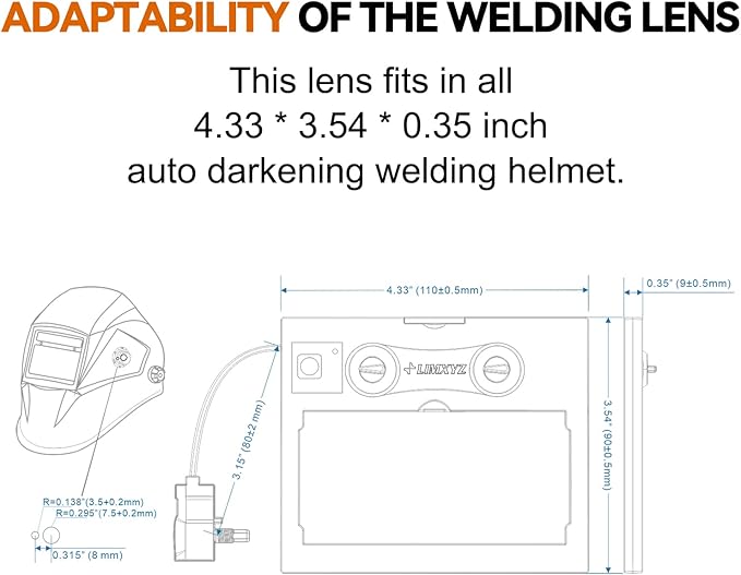 Auto Darkening Welding Lens 3.54"x4.33" with 2 Arc Sensors, Adjustable Shade 4/9-13 for Welding Helmets Automatic Darkening Lens & Premium Welding Helmet Accessories