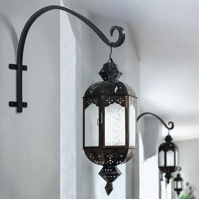 Heavy Duty Hanging Plant Bracket: Outdoor Hand-Forged Hanging Plant Bracket Hook - 16Inch Black Bird Feeder Bracket