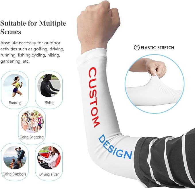 Custom Cooling Compression Arm Sleeves Add Your Design Personalized Oversleeve Covers for Outdoor Activity
