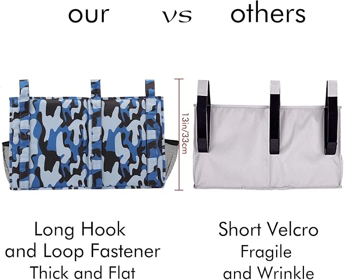 Surblue Bedside Caddy Hanging Organizer Storage Bag Pocket for Bunk, Hospital, College Dorm Rooms, Baby Bed Rails, Camp - 8 Pockets, Large, Ocean