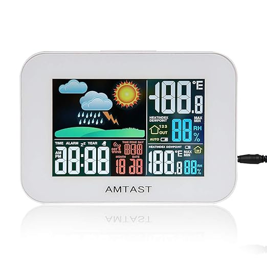 110V 60Hz Wireless Weather Forecast Station Temperature Humidity Meter with Durable Weather-Resistant Remote Sensor