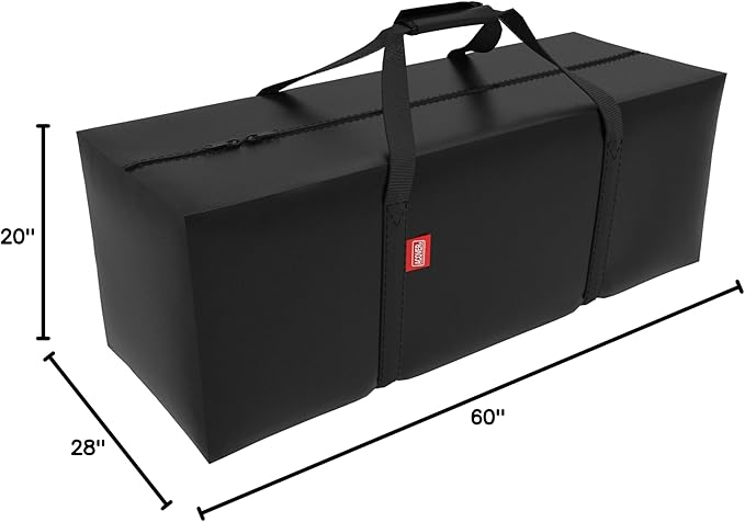 Outdoor Rectangular Cushion/Cover Storage Bag, Protective Zippered Storage Bags with Handles, 60"X20"X28" Black