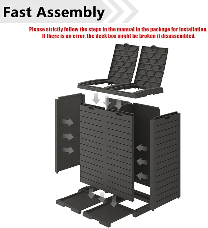 62 Gallon Outdoor Trash Can, Waterproof Garbage Can with Tiered Lid and Drip Tray, Resin Outside Trash Bin for Patio, Backyard, Deck