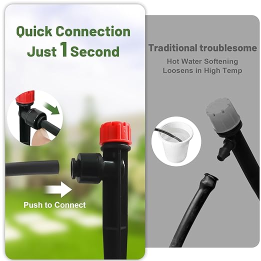 250FT Drip Irrigation Kit for Garden, Raised Bed Watering System with 1/2" & 1/4", Quick-Connect Plant Accessories, Drip Line Kit for Greenhouse, DIY Micro Sprinklers Set for Yard Outside, Raised Bed