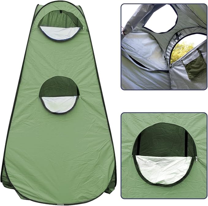 Pop Up Tent Upgrade Privacy Camping Shower Tent Portable Outdoor Sun Shelter for Outdoor Bathing Toilet Camping Biking Hiking Beach with 5.3 Gallon Shower Bag