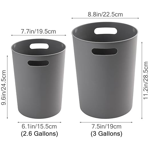 4 Pack Small Trash Can for Bathroom - 3 Gallon/12-Liter Wastebasket, Round Plastic Garbage Container Bin for Bedroom Office.