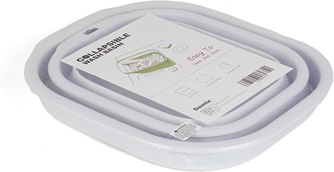 Collapsible Wash Basin Set of 2, Foldable Small Medium Size Wash Basin, Portable Plastic Basins for Laundry, Bottles, Travel, Camping (Light Blue)