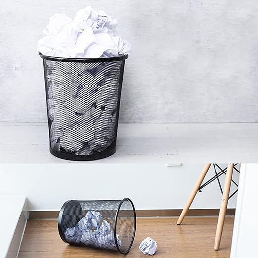 Black Mesh Trash Cans, 20 Pack 6 Gal Mesh Office Trash Can, Round Open Metal Wire Wastebaskets, Waste Basket Trash Can for Near Desk,Recycling Garbage Container Bin for Office,Home,School