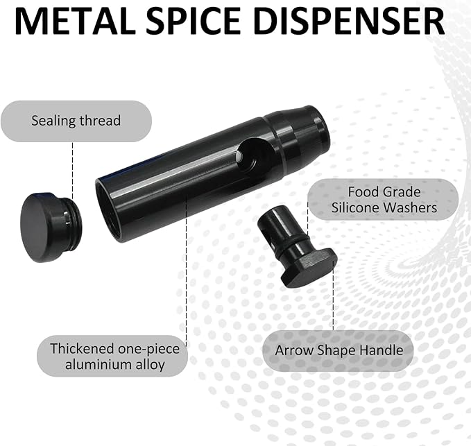 3 Pack Metal Spice Dispenser, Portable Mini Leakproof Food Shaker, Waterproof outdoor Pepper Camping Spice Black Container,Salt Shaker for Travel Cooking Various Seasoning Needs