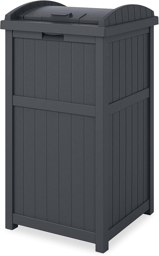 Suncast Outdoor Trash Hideaway, Resin Refuse Container w/ Lid, Cyberspace, 30 Gallon Capacity - Stylish Concealed Waste Storage for Patio, Backyard, Deck or Garden, Use 30-33 Gal. Garbage Can Liners