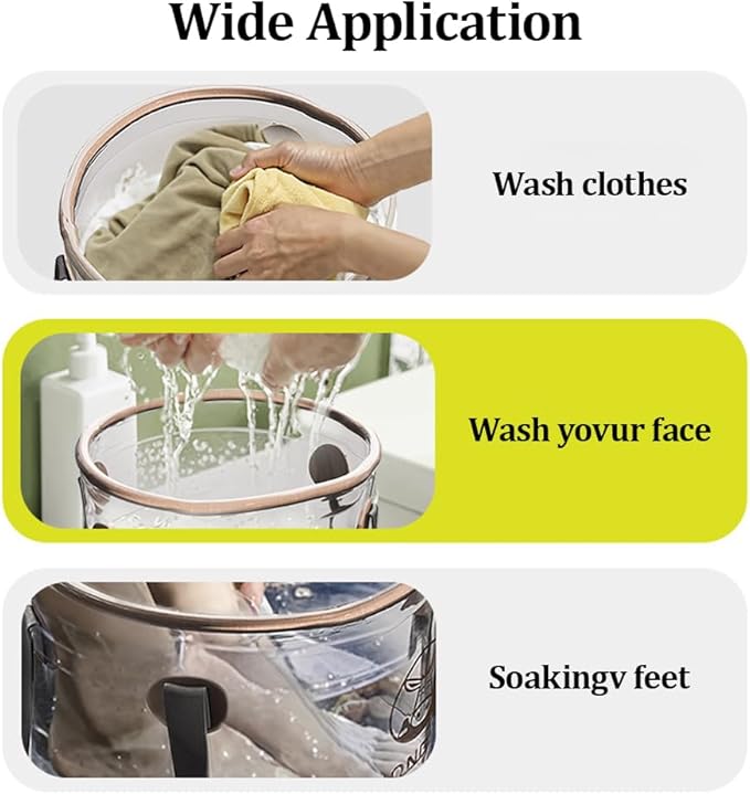 YUEWO Portable Collapsible Bucket with Handle Foldable Wash Basin Multifunctional Water Container Sink for Fishing, Camping, Hiking, Backpacking, Outdoor Survival, Car Washing