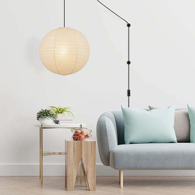 White Round Paper Lanterns, 15.75" Large Hanging Paper Lantern Lamp, Chinese/Japanese Paper Lantern Pendant Light for Party Decoration, Wedding, Home Decor Ceiling Lampshade(1 Pack)