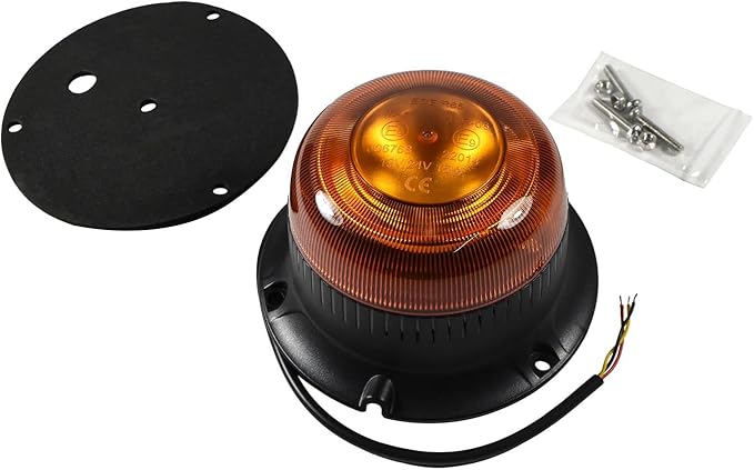 HQRP Amber Beacon Flashing Caution Safety Warning LED Light Screw Mount, Emergency Strobe Construction LED Lights for Vehicles, Truck, Golf Cart, Tractor, Postal Car, ATV, UTV, Snow Plow, Forklift