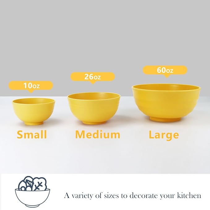 Homienly Wheat Straw Small Bowls, Dessert Bowls for Kids, Kitchen, Party, Unbreakable Lightweight Snack Bowl, Mini Bowl for Fruits, Yogurt, Microwave and Dishwasher Safe Bowl Set (Multi, 10 OZ)