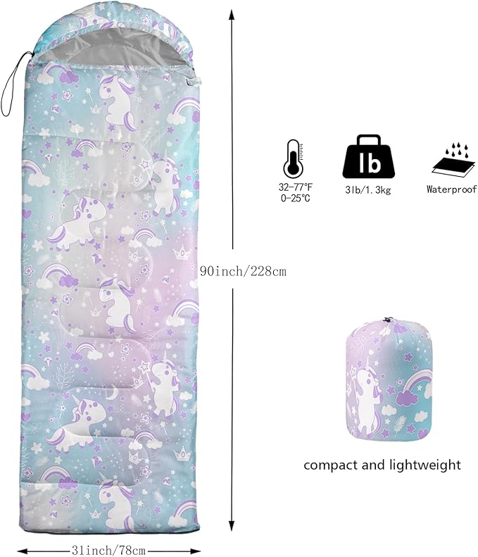 AILONEN Pink Lovely Rabbit Sleeping Bag for Girls Kids Adults,Warm and Cool Weather,Lightweight,Waterproof Backpacking,Cartoon Flowers Printed Bunny Sleeping Bag for Camping