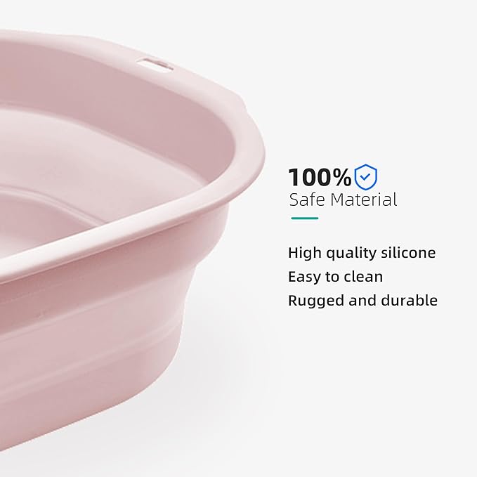 2 Pack Collapsible Wash Basin Set, Foldable Dish Tub, Small Medium Portable Sink for Kitchen, Camping, RV, Baby Bottles, Laundry, Plastic Washbasin -Pink