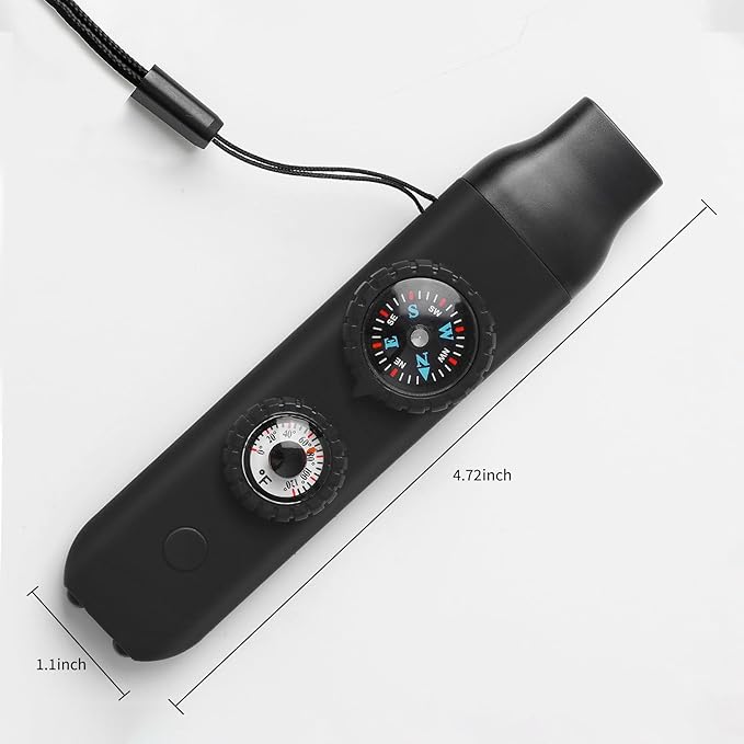 Multifunctional Survival Emergency Whistle for Kids with Compass Hiking Survival, Thermometer & Neck Lanyard | Emergency Safety Gear for Hiking, Camping, Kayaking, Boating, Climbing