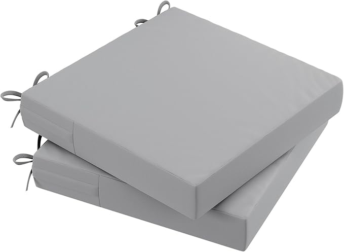 AAAAAcessories Outdoor Seat Cushions for Chairs, Waterproof, Fade-Resistant Patio Furniture Replacement Cushions, 18" x 18" x 2", Set of 2, Gray