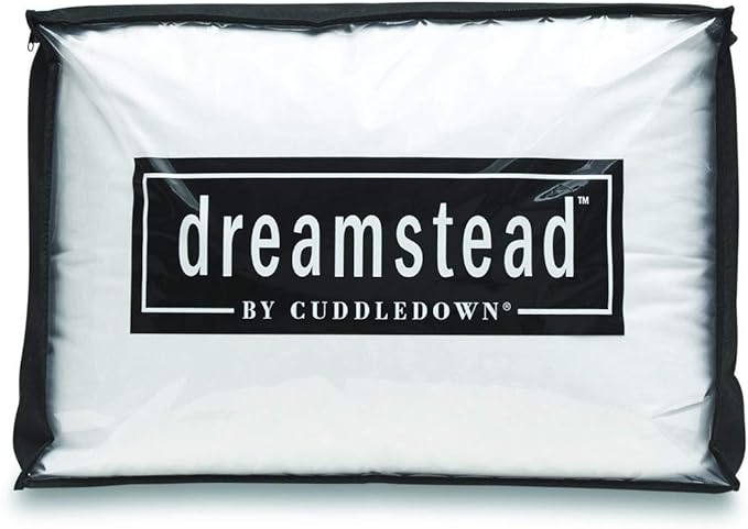 Cuddledown Dreamstead Premium Sleeping Pillow| European White Duck Down | 600 Fill Power | 300 Thread Count 100% Cotton Shell | Damask Striped | Hypoallergenic | Handcrafted | King – Firm