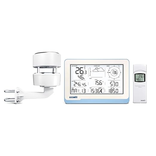 Ecowitt Weather Station Kit WS3802, Includes 7.5'' Large LCD Display IoT Console WS3800, WS85 Outdoor Sensor Array and WN32 Single-Channel Outdoor Thermometer & Hygrometer Sensor, 915 MHz