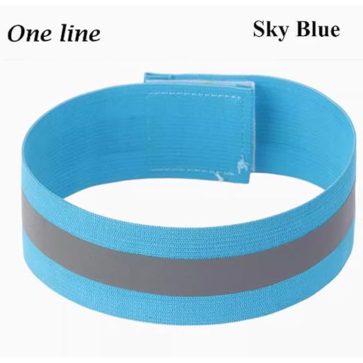 4PCS Reflective Wrist Strap 4x1.5cm Safety Gear Reflective Wristbands High Visibility Bike Ankle Bands Reflector Armband Self-Adhesive Reflective Bands for Walking,Night Sports Sky Blue