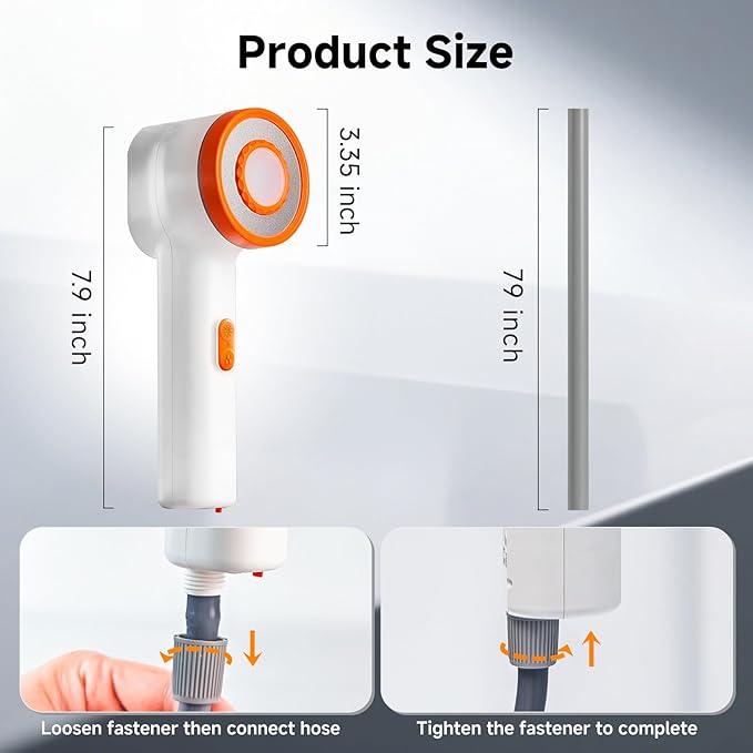 Rocalt Portable Camping Shower with Filtration, Handheld Electric Shower with LED Light and USB-C, Integrated Design of Water Pump, IPX6 Waterproof Outdoor Shower for Hiking, Pet Cleaning, Travel, Car