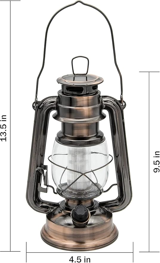 YAKii LED Vintage Lantern Metal Hanging Hurricane 12 LED Dimmer Switch Cold White Battery Operated Lantern Power Outage Indoor Camping Lighting Outdoor Brooklyn Decoration(Copper Pack of 8)