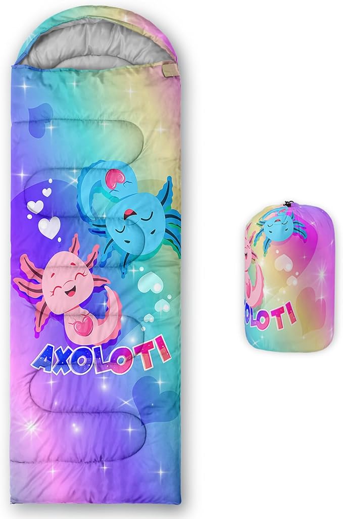 AILONEN Outer Space Astronaut Camping Sleeping Bags,Lightweight & Waterproof,3 Season Warm & Cool Weather,Cartoon Sleeping Bags for Kids,Boys Girls Travelling,Outdoors