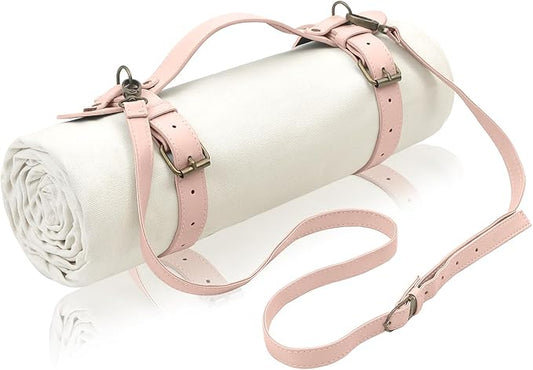 4’9” x 6’3” White Lightweight Water-Resistant Canvas Mat – Picnic, Outdoor, Beach, Park, Camping, Toy Mat