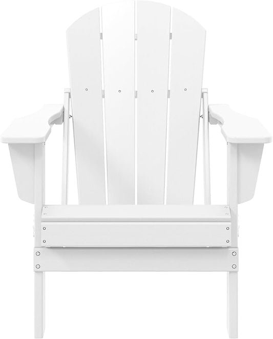 WestinTrends Malibu HDPE Outdoor Patio Folding Poly Adirondack Chair, White