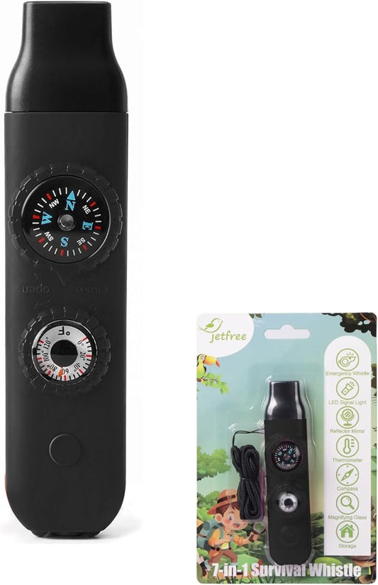 Multifunctional Survival Emergency Whistle for Kids with Compass Hiking Survival, Thermometer & Neck Lanyard | Emergency Safety Gear for Hiking, Camping, Kayaking, Boating, Climbing