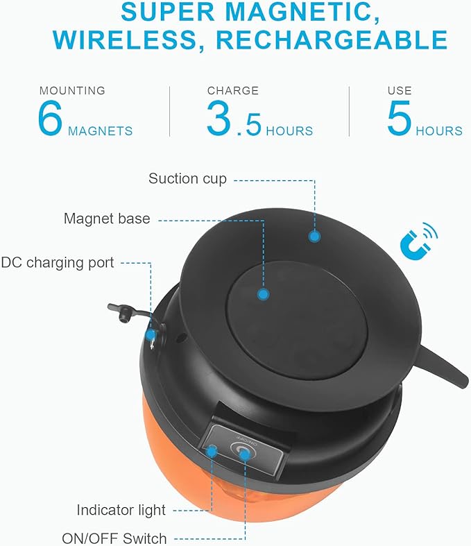 Agrieyes Magnetic Beacon Light Wireless, Class I Portable 12-24V Rotating Warning Lights, Rechargeable Amber Flashing Strobe Lights for Vehicles Trailers Trucks Tractor Bus Forklift Cars