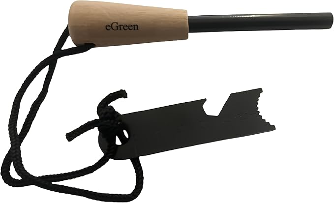 eGreen Fire Starter Kit – 10 to 30 Magnesium Bags with 3.15" Ferro Rod + Optional 60-Minute Wax Rope – Emergency Survival Ignition Set for Camping & Bushcraft