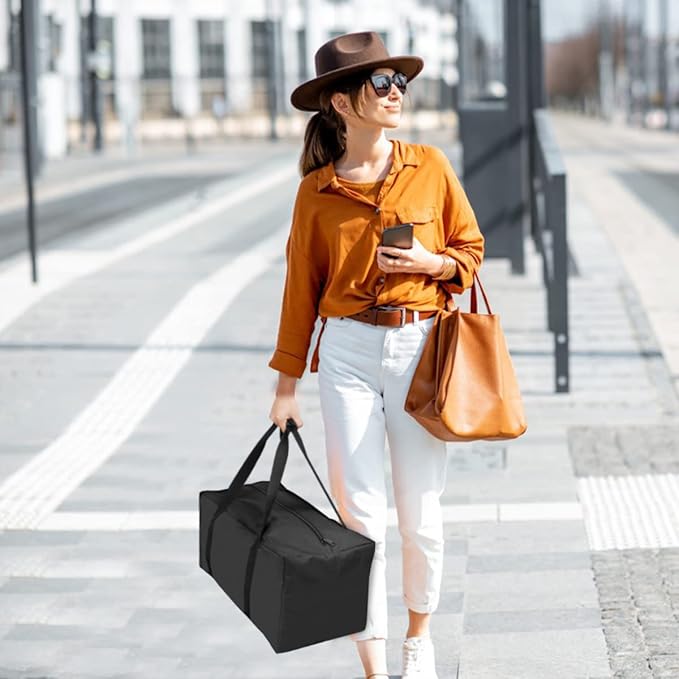 INFANZIA 24 inch Duffel Travel Sports Equipment Bag, 2PCS Long Luggage Bag with Upgrade Zipper Water Resistant, Extra Large Foldable Storage Bag for Camping, Tent, Tripod, Fishing