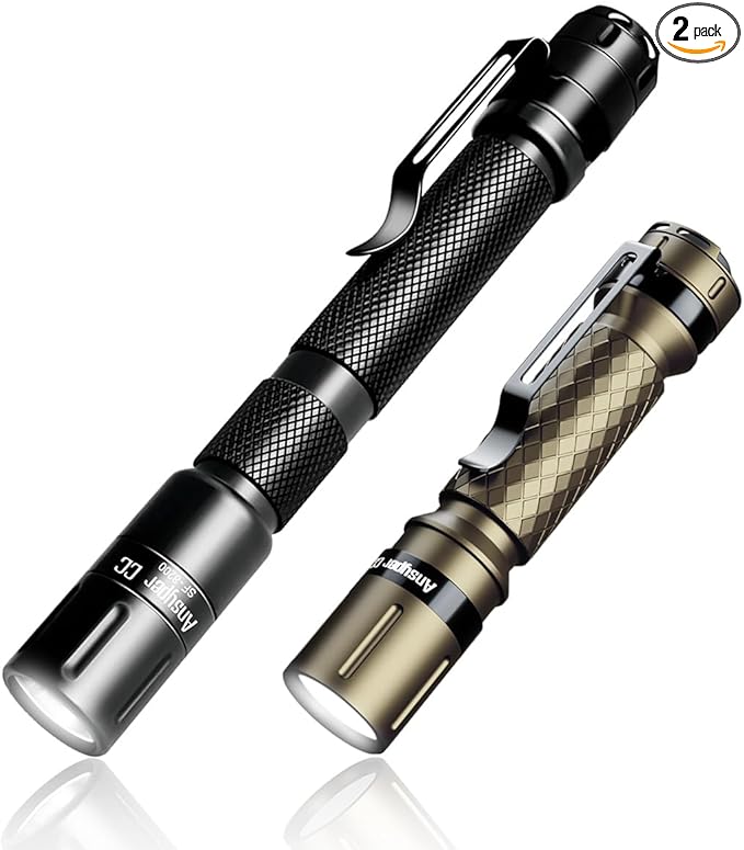 3 Modes Small Flashlights LED Powerful High Lumens Tactical Pen Light with Clip, Slim Portable Pocket Compact Torch for Emergency Inspection AAA Battery