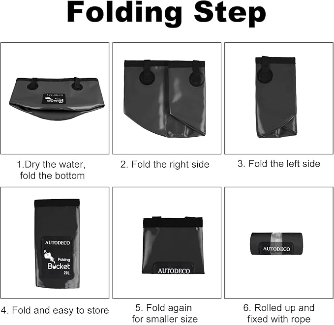 AUTODECO Collapsible Bucket 5 Gallon Container Folding Water Bucket Portable Wash Basin 20L