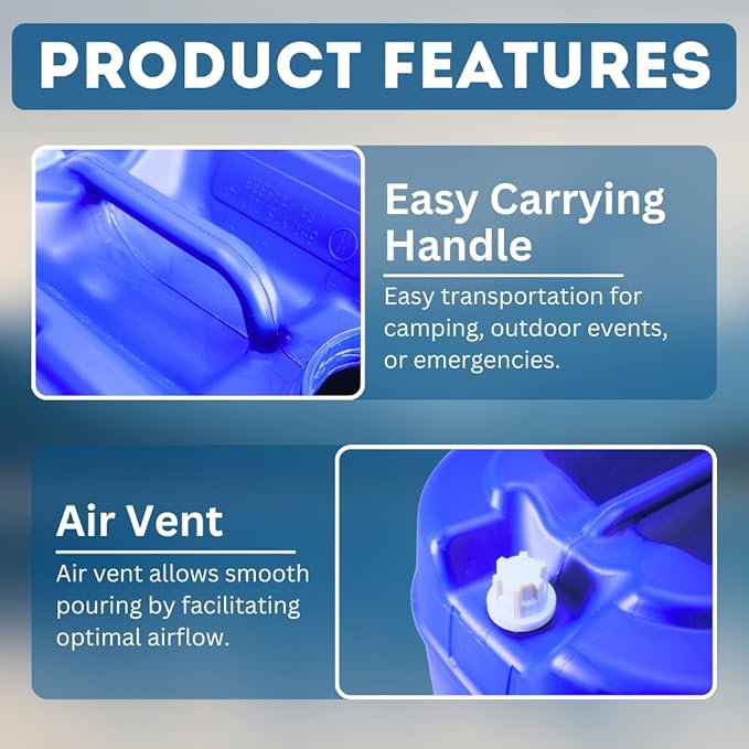 5-Gallon Stackable Water Storage Containers, 5 Gallons Each w/Lids + Spigot, Easy Fill, Survial Supply Emergency Water Storage for Camping and Disaster Preparedness, RV, 30 Gallon (6 Tanks)