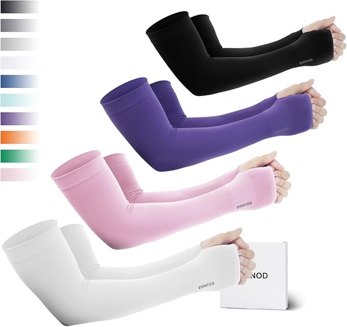 GOUNOD Sun Protection Cooling Arm Sleeves with Thumb Holes - Gardening Outdoors Sports Workouts Sunscreen Arm Sleeves