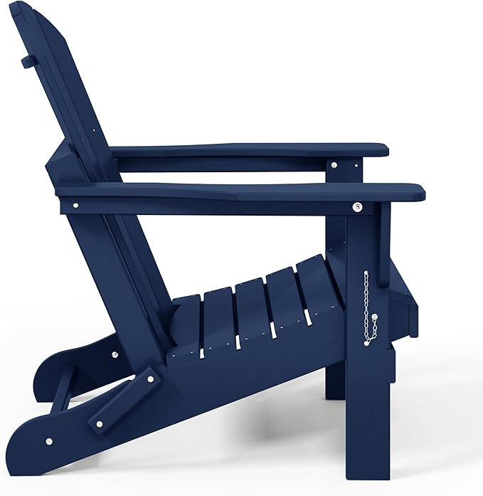 WestinTrends Malibu HDPE Outdoor Patio Folding Poly Adirondack Chair, Navy Blue