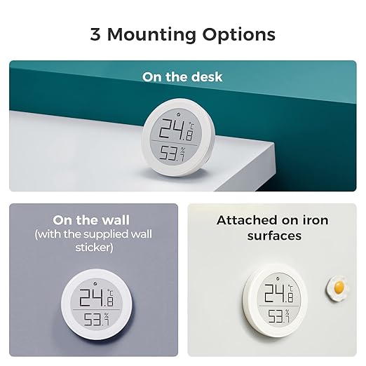 Qingping Thermometer Hygrometer Sensor Works with HomeKit (Only Works with iOS), Wireless Indoor Temperature and Humidity Monitor with E Ink Display for Home, via Thread or Bluetooth