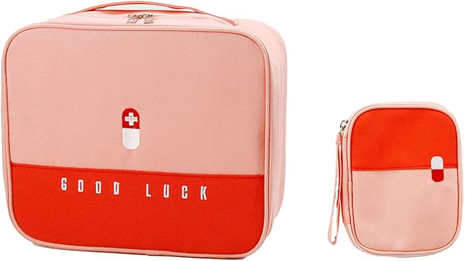 Cute Pink Empty First Aid Bags, Travel Medicine Bag for Women and Girls, Medical Supplies Organizer Bag, Portable Kit for Traveling, Car, Home, Camping, Office, Hiking, Outdoor